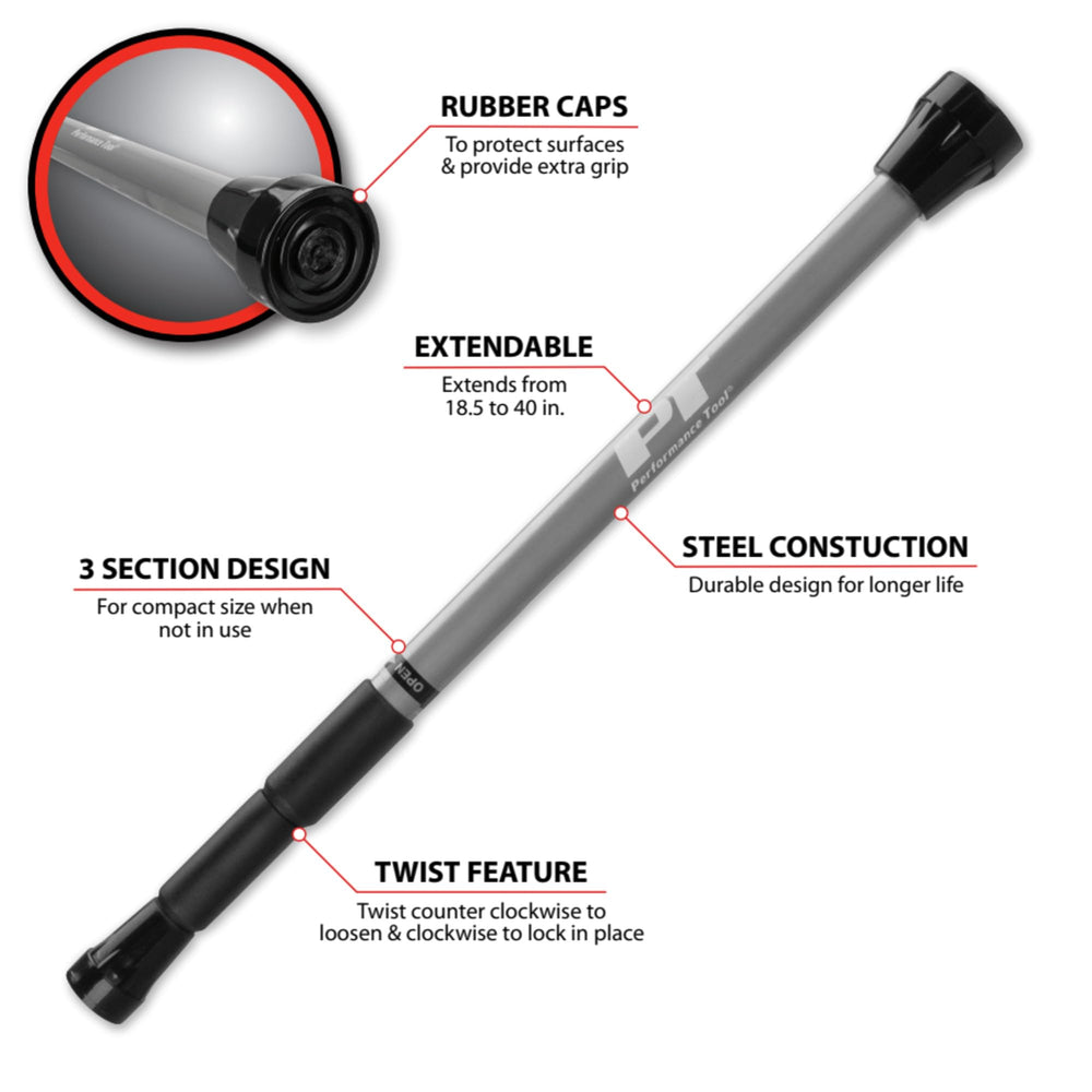 Performance Tool extended to full 40-inch length, demonstrating reach and stability benefit