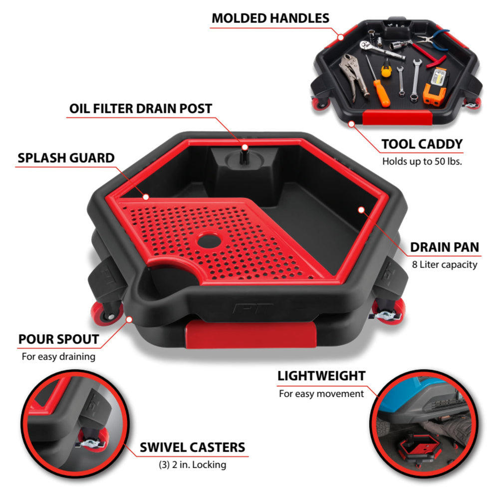 Performance Tool W4074 top-down view showing pan nesting inside caddy for compact storage