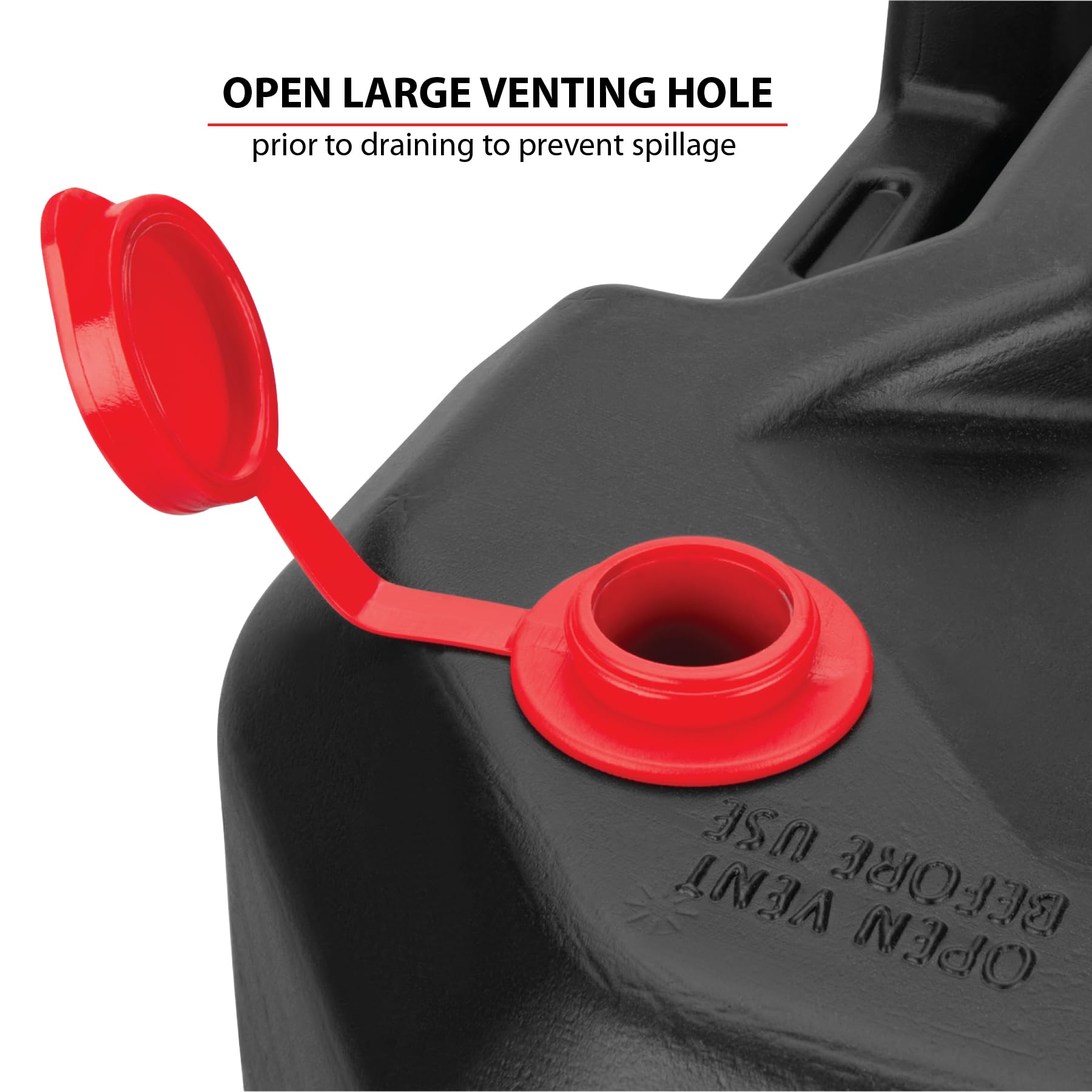 Performance Tool close up of deep drain well minimizing splashing and directing flow