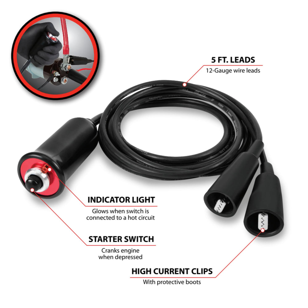 Performance Tool W80586 five-foot 12-gauge leads closeup showing oil-resistant insulation and length benefit