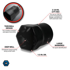 Performance Tool socket in use on wheel bearing locknut demonstrating secure removal