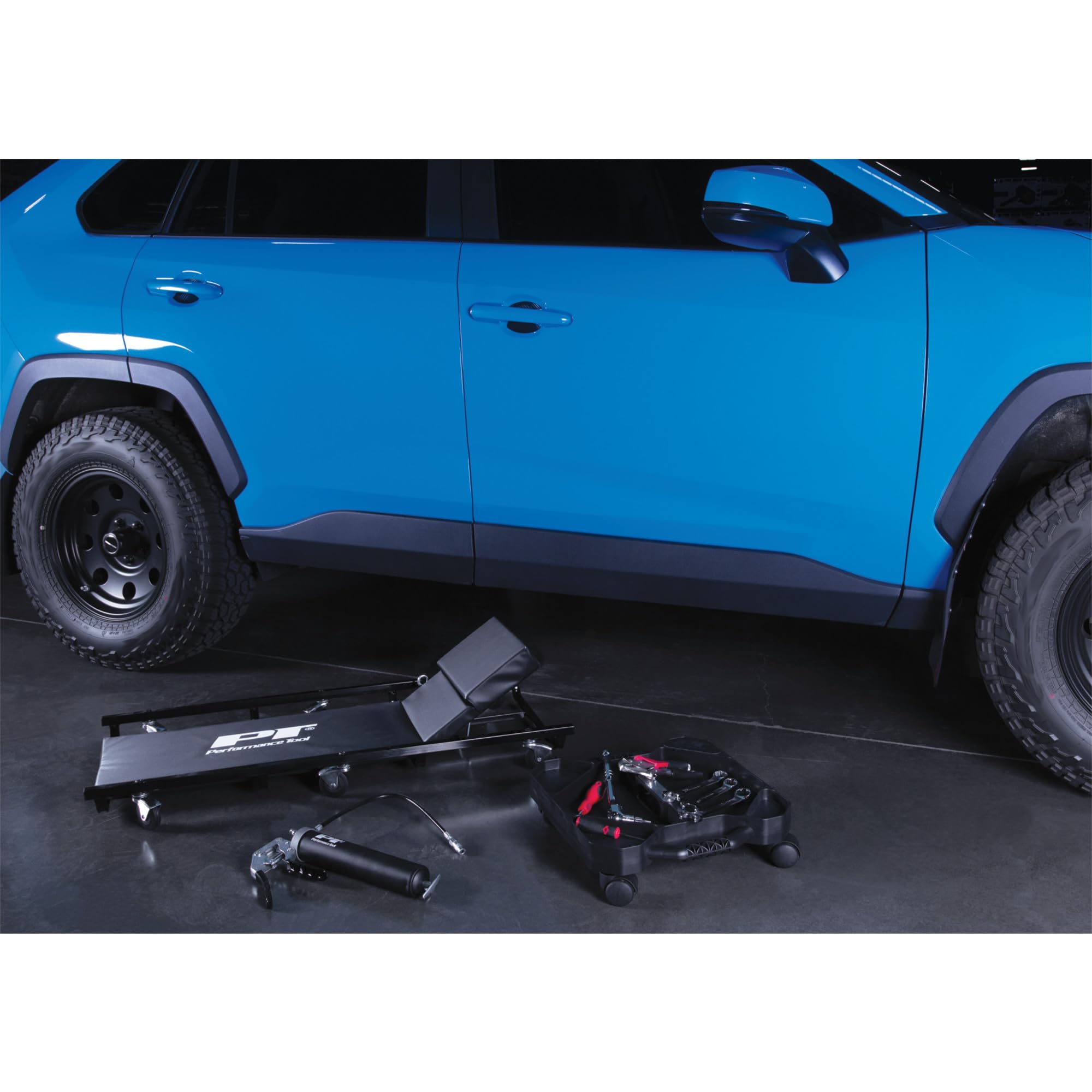 Performance Tool replacement caster assembly displayed, easy maintenance and extended life