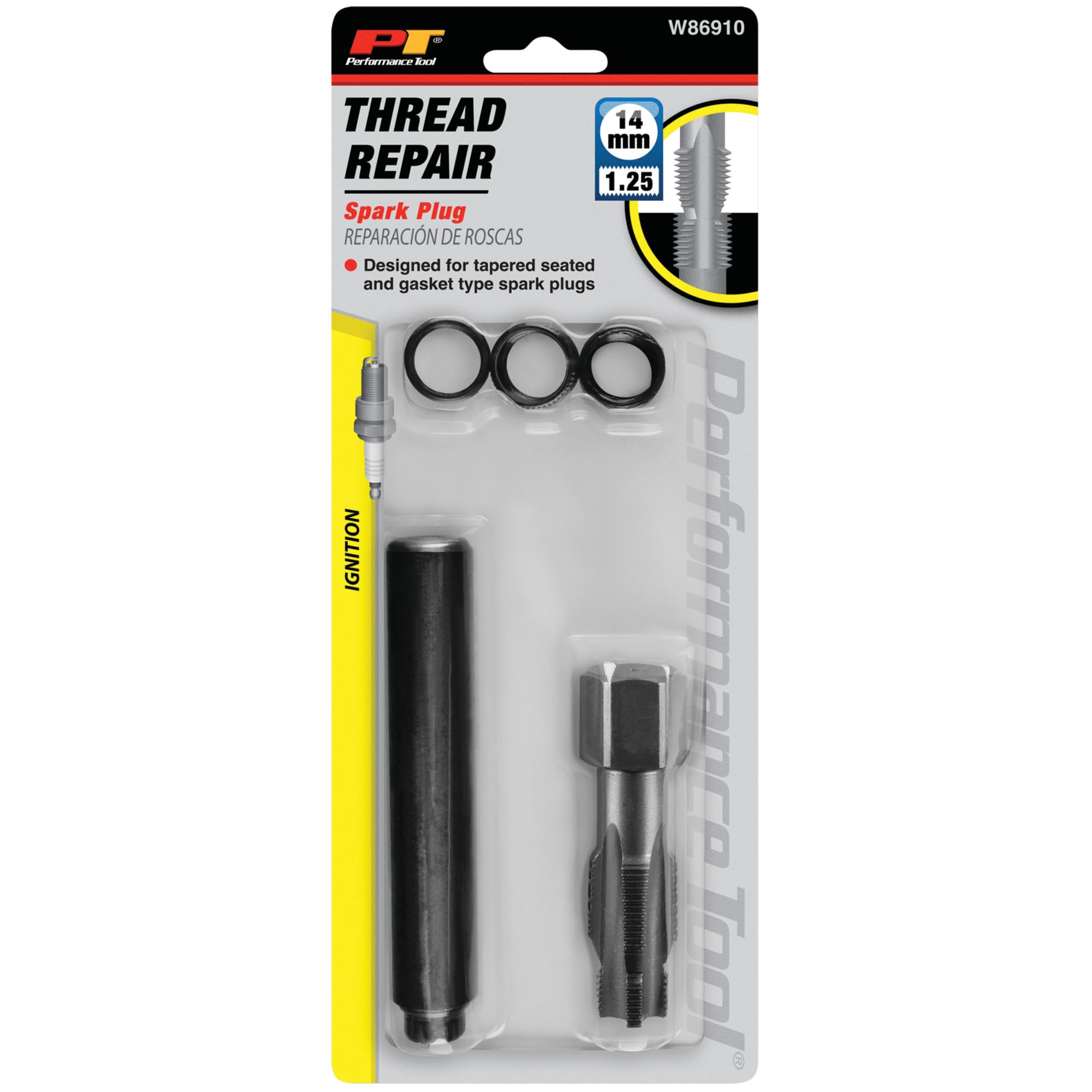 Performance Tool kit next to spark plug for scale showing correct fit