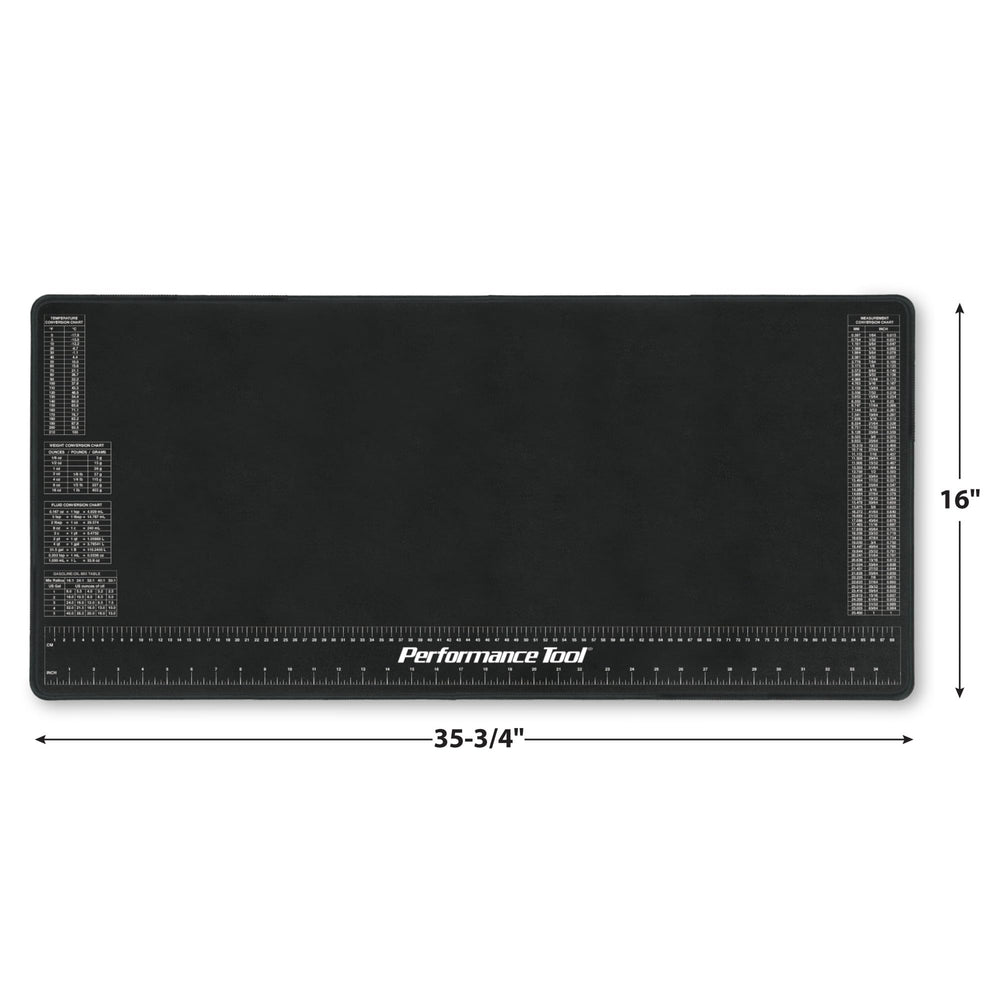 Performance Tool rubber backing close-up, non-slip hold protects workbench