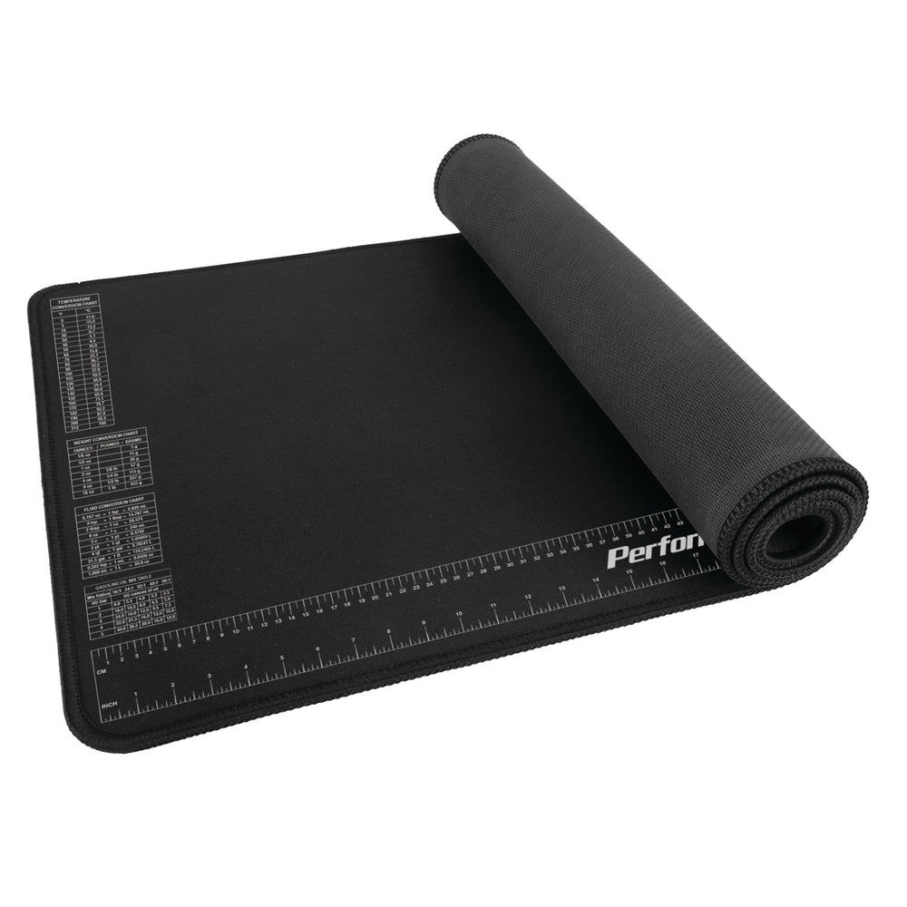 Performance Tool front view showing full neoprene mat and ruler, protects surfaces