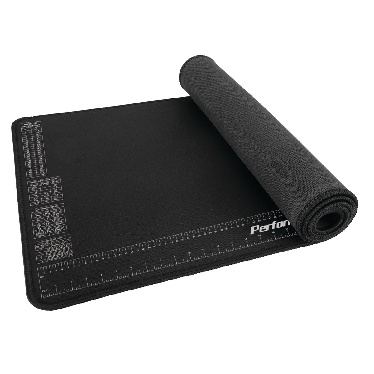 Performance Tool front view showing full neoprene mat and ruler, protects surfaces
