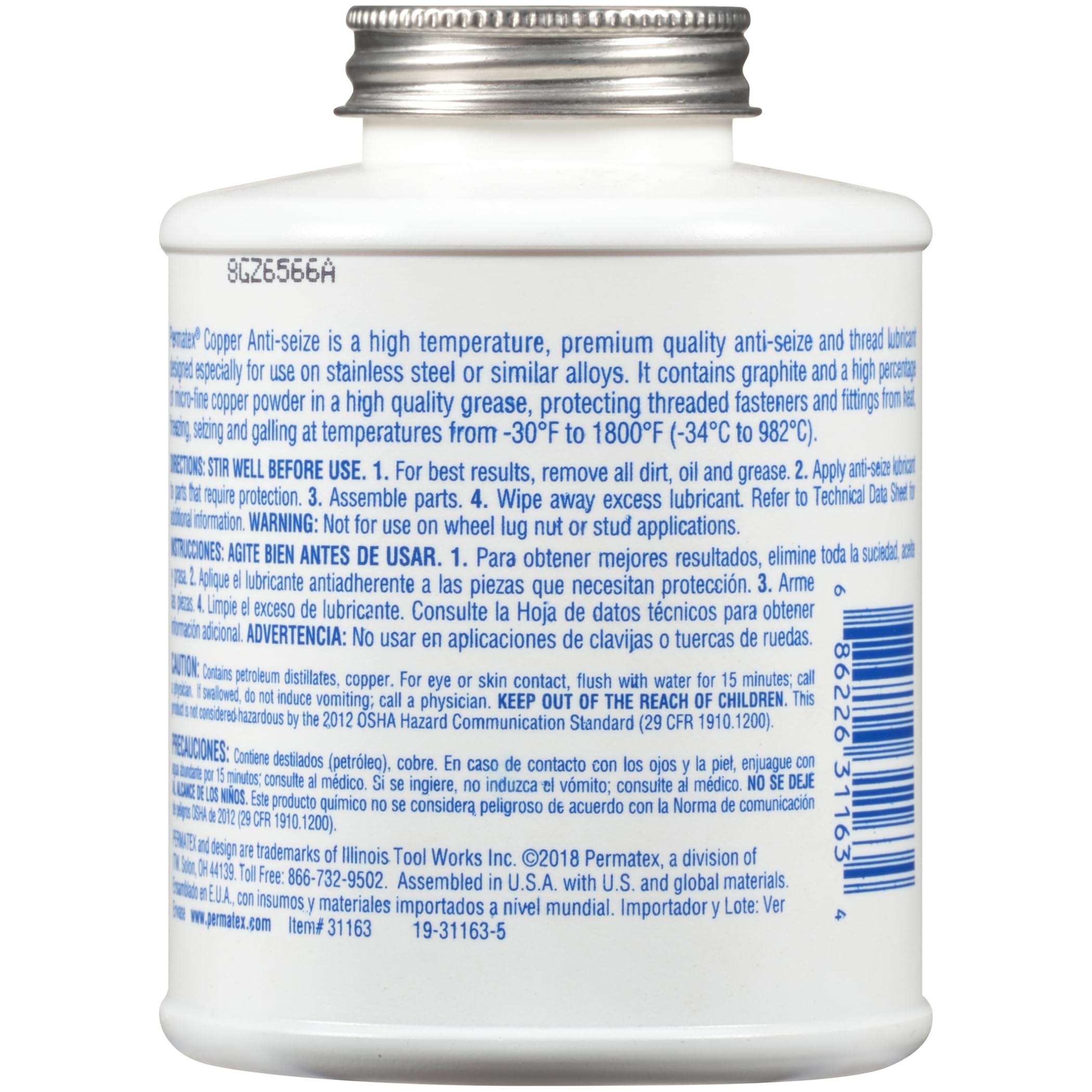 Permatex 31163 applied to spark plug threads preventing seizing and easing removal