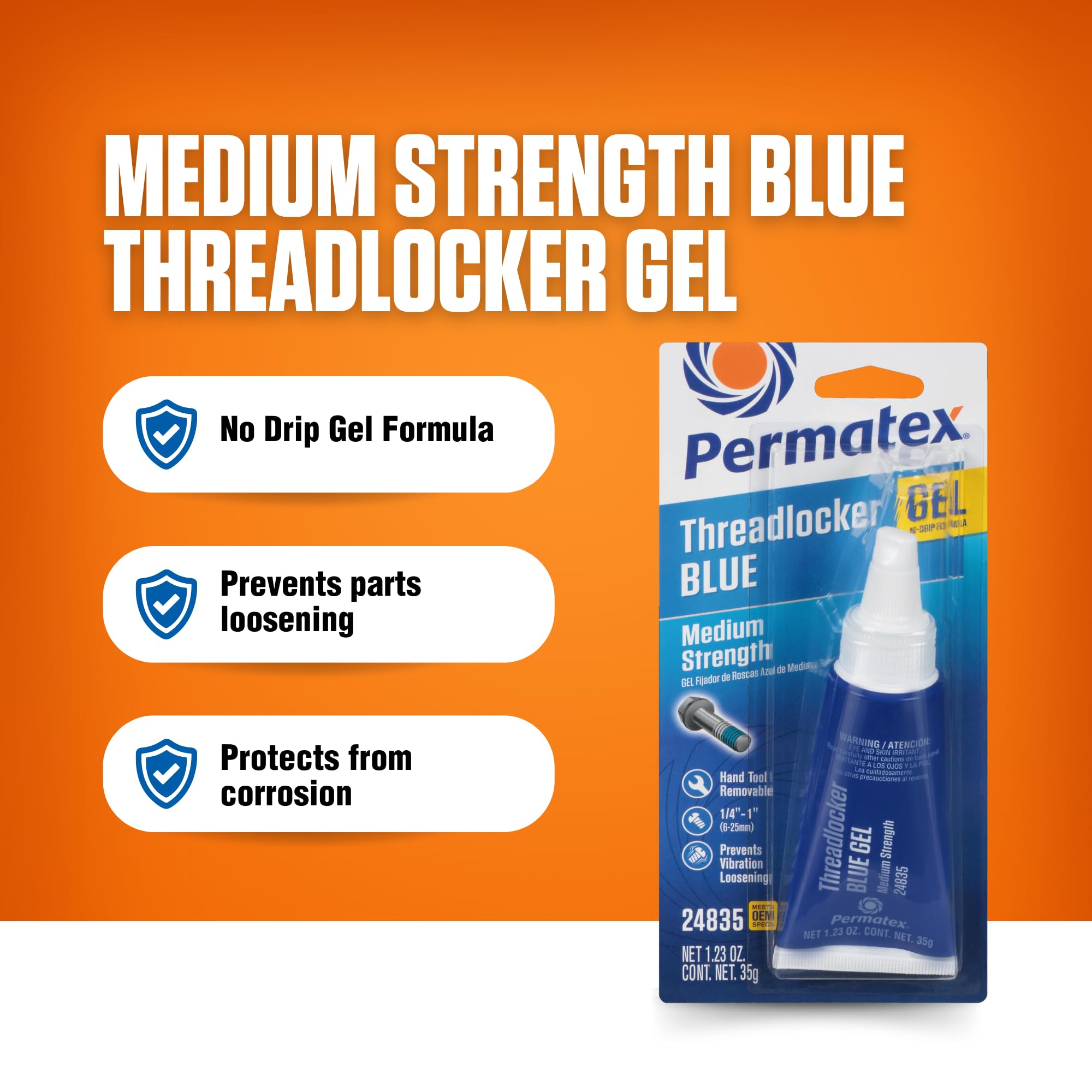 Permatex applied on engine bolt in engine bay demonstrating secure fastener retention benefit