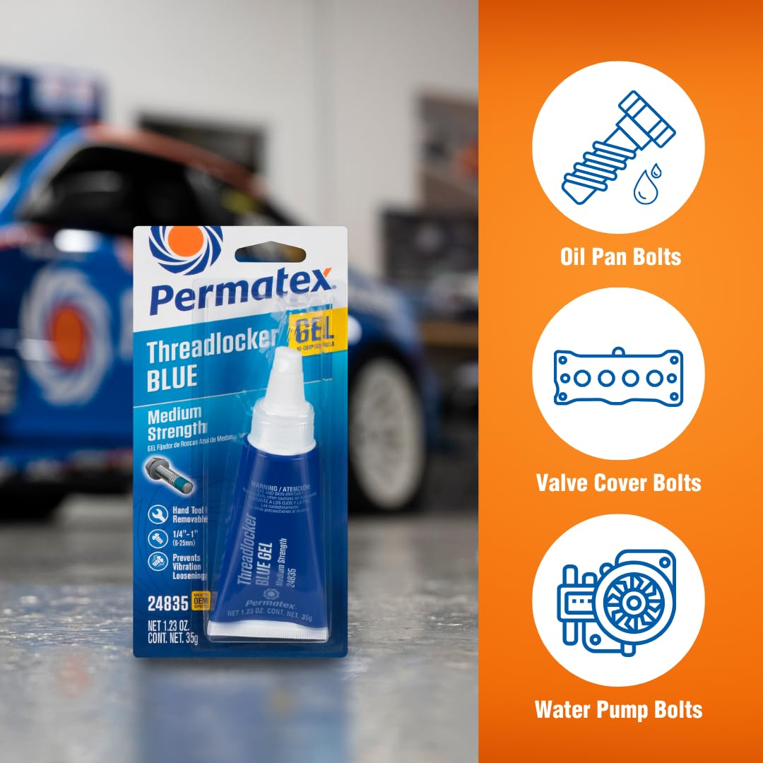 Permatex 35 g tube size comparison next to ruler showing compact, workshop-friendly benefit