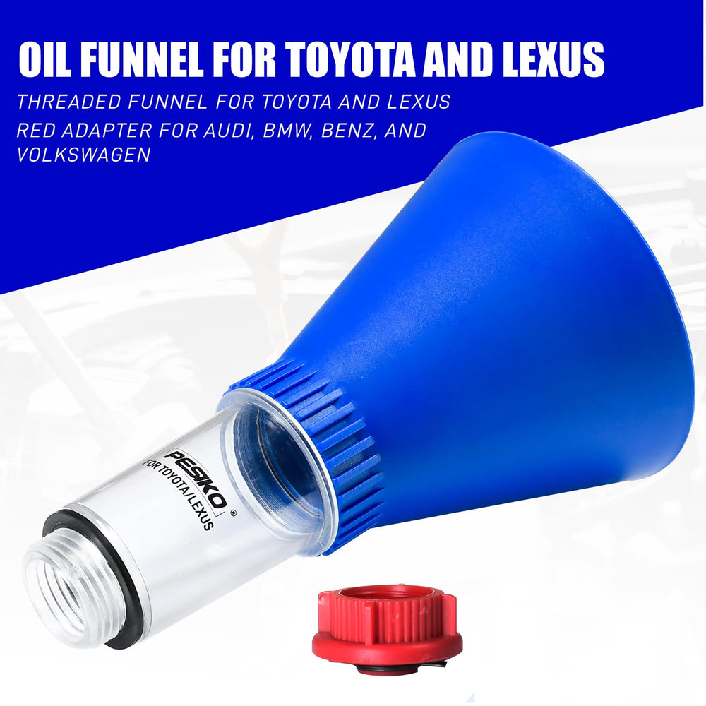 PESIKO funnel transparent tube closeup showing visible oil flow for control