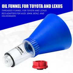 PESIKO funnel transparent tube closeup showing visible oil flow for control
