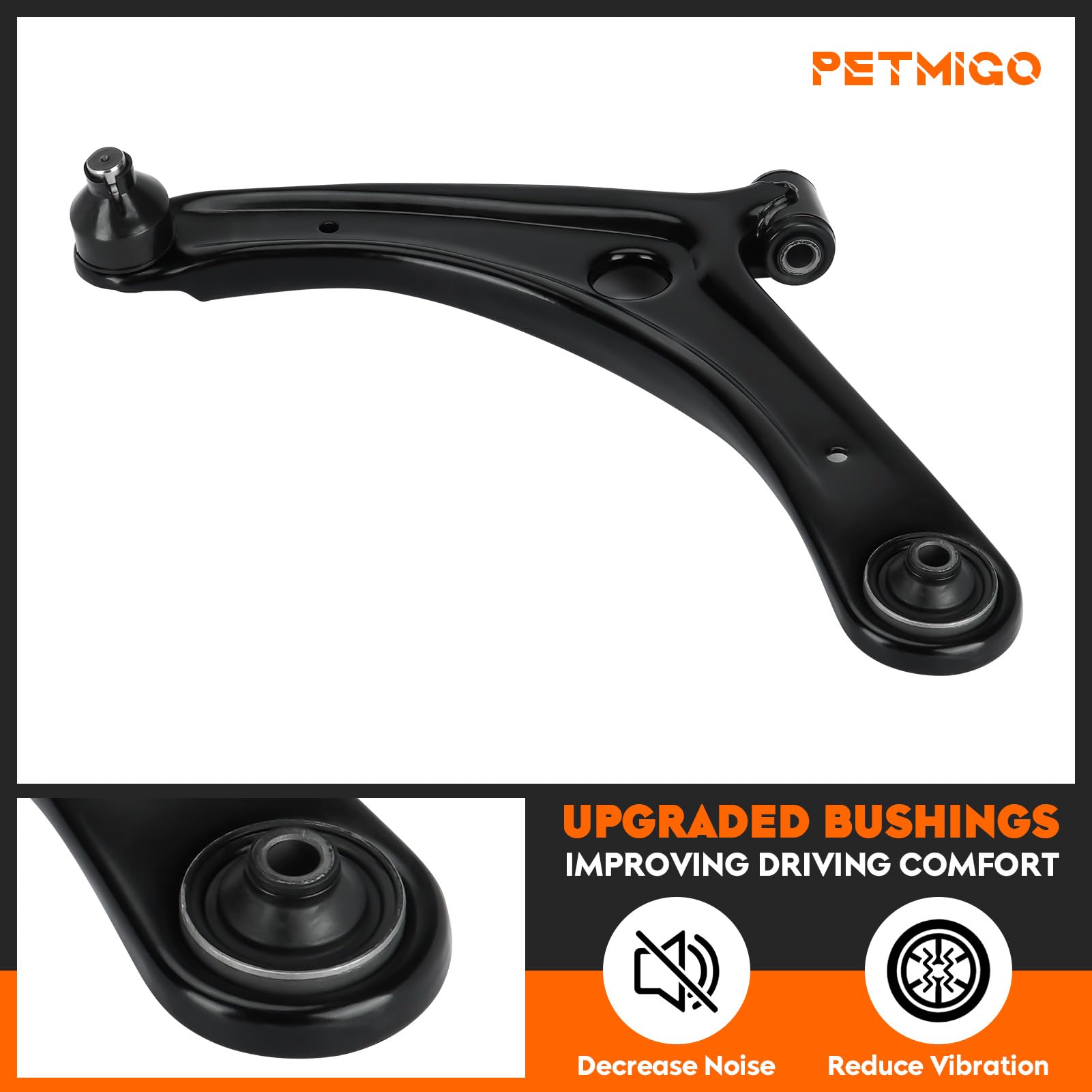PetMigo sway bar link close-up with bushings showing improved roll stability