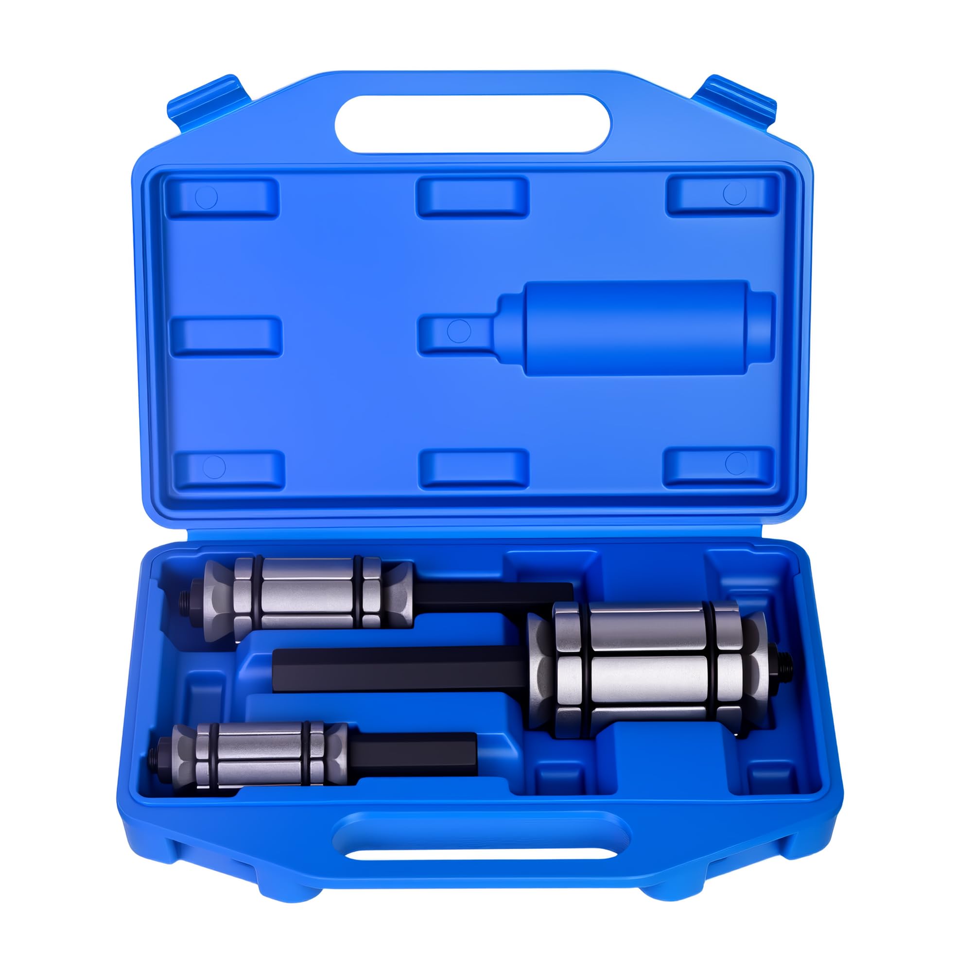 PHATRIP expander set front view showing three cones and benefits of compact storage