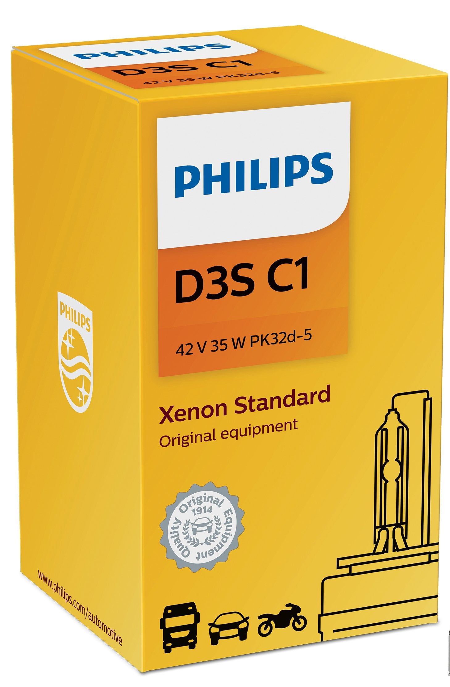 PHILIPS D3S installed in vehicle headlight demonstrating brighter road visibility
