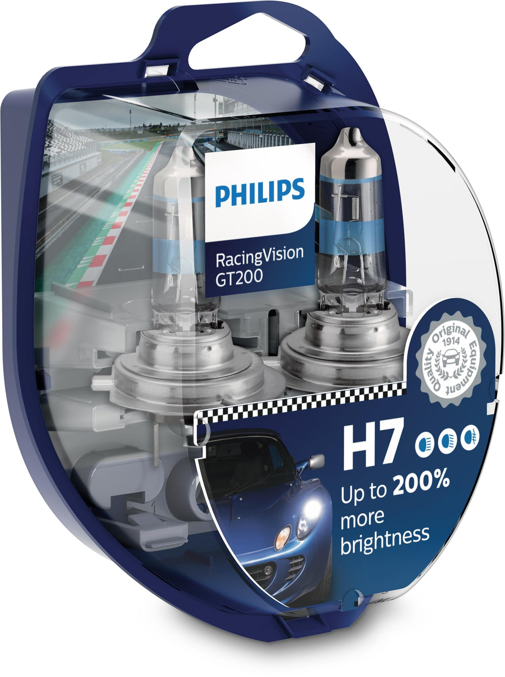 Philips RacingVision GT200 front packaging showing product and benefits
