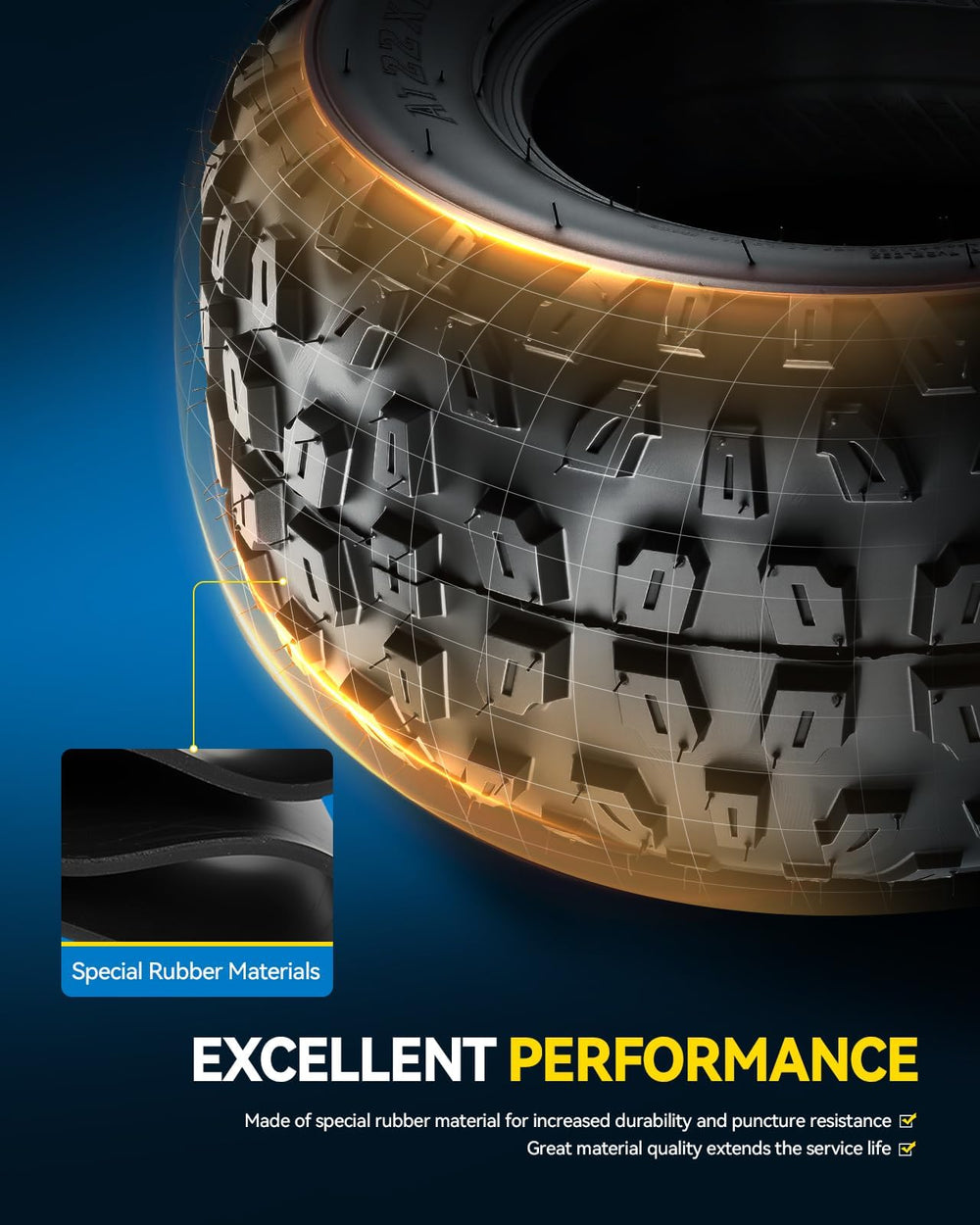 PHILTOP tire driving through mud demonstrating improved forward traction
