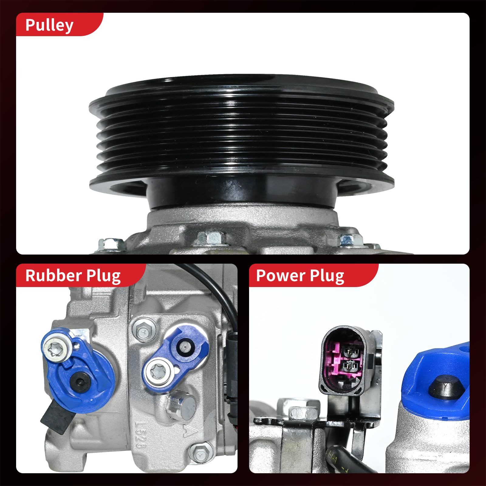 PHOBOOS compressor beside an Audi A4 trunk to suggest vehicle compatibility