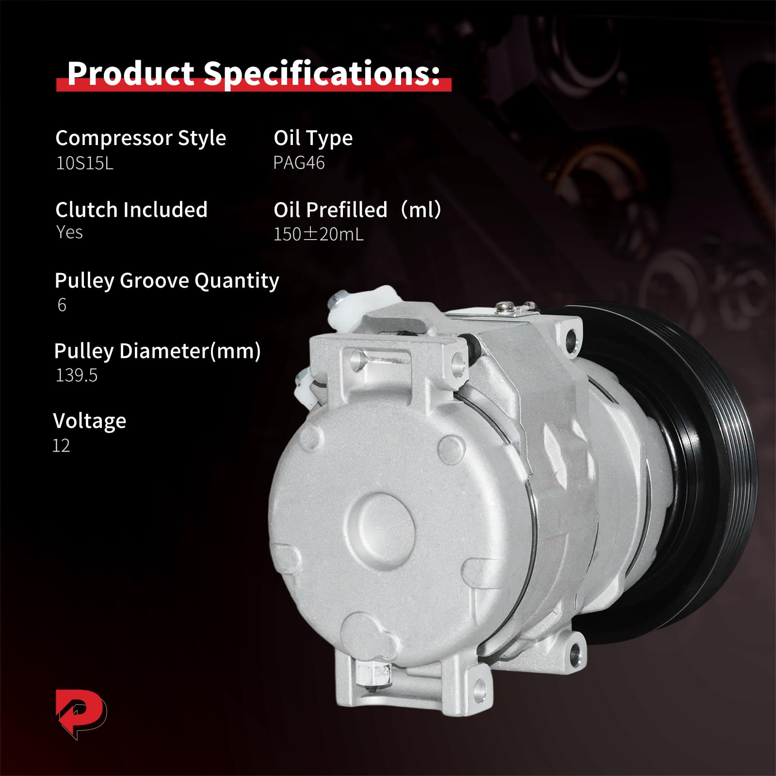 PHOBOOS oil fill port and label showing prefilled PAG46 convenience