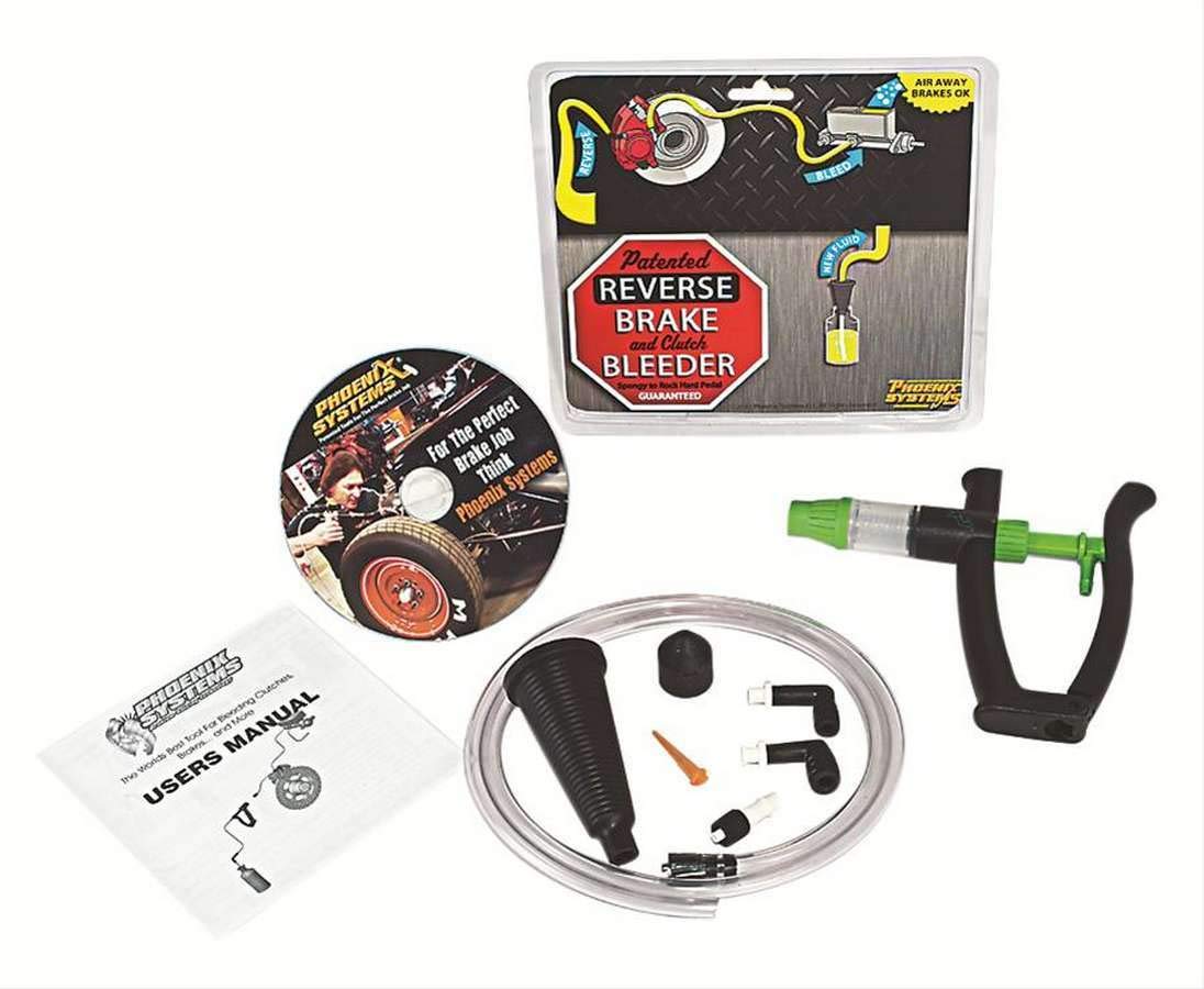 Phoenix Systems V-5 attached to car bleeder screw demonstrating one-person bleeding
