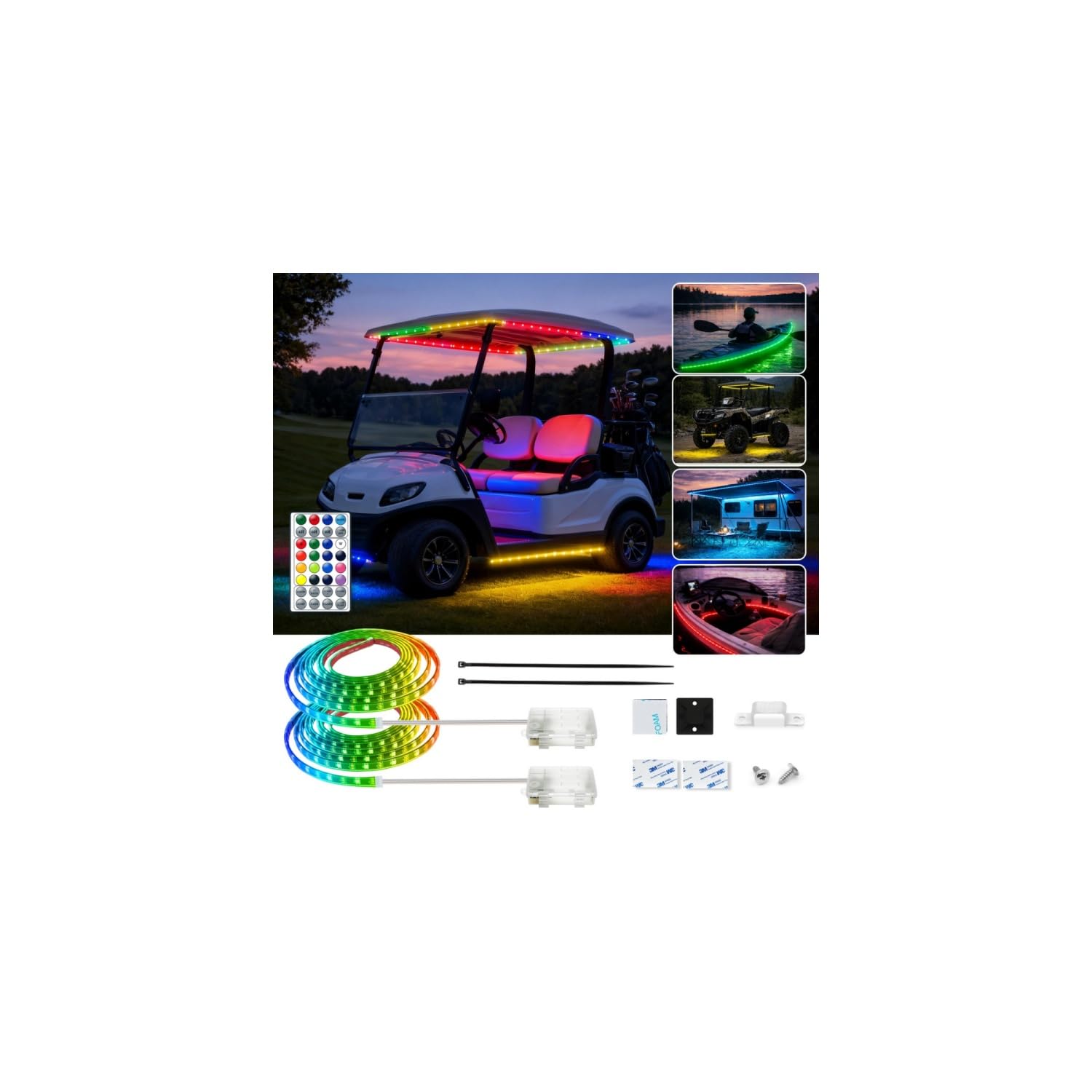 Phosfera front view canopy lights showing vibrant multi-color glow and improved visibility