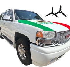 PHYZNIX flag front on hood showing bold Mexican colors and instant pride