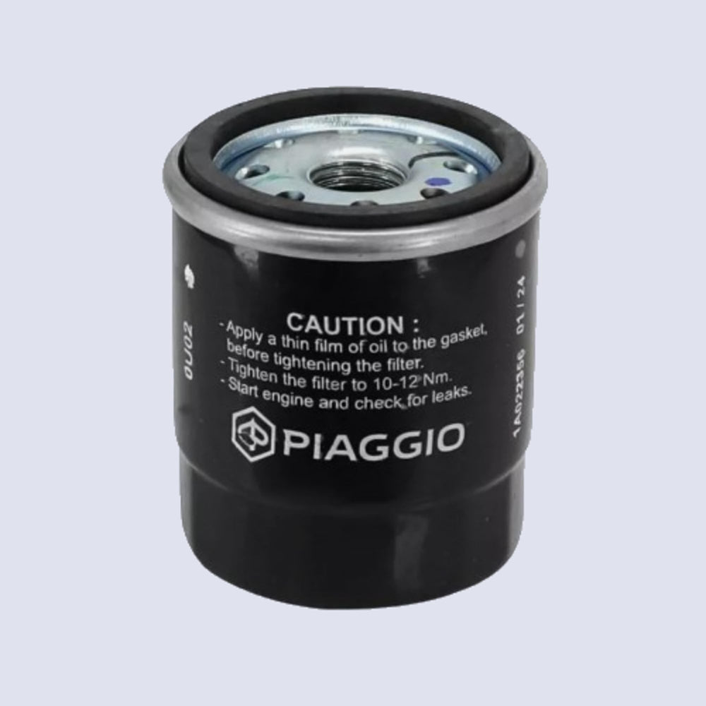 Piaggio Vespa oil filter installed on scooter engine illustrating correct OEM fit