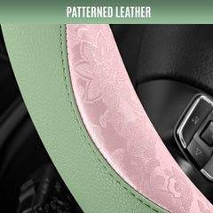 PIC AUTO green leather patch detail highlighting refined stitching and durability