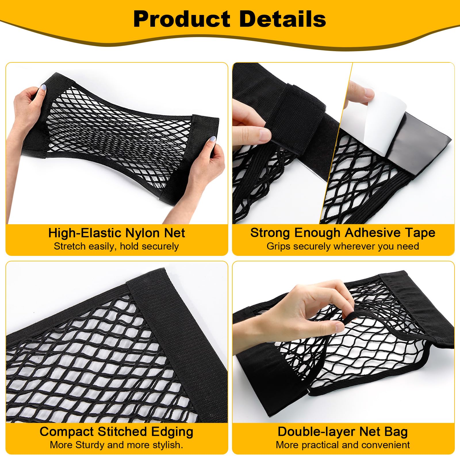 PIFOOG mesh holding bottles and cleaning supplies to prevent rolling during drives