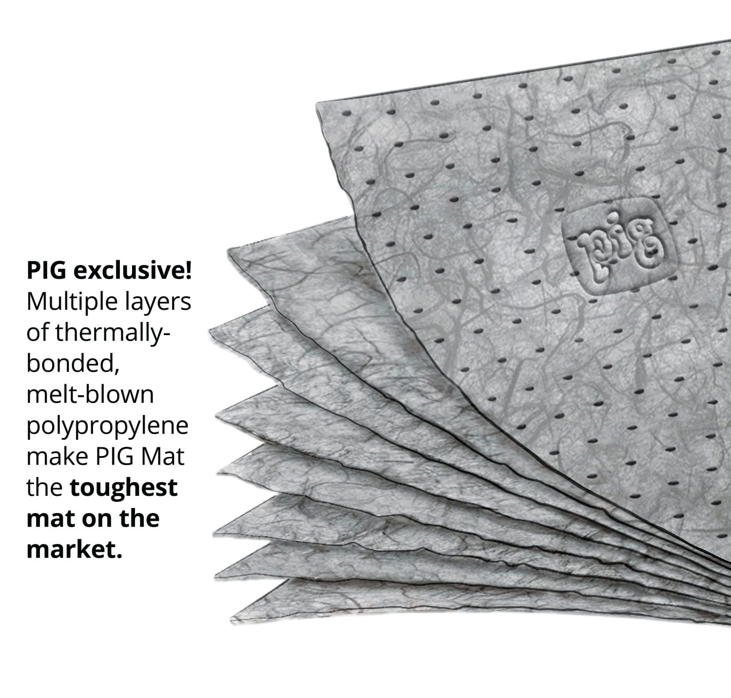 PIG mat next to hand tools for scale, showing coverage and portability benefit