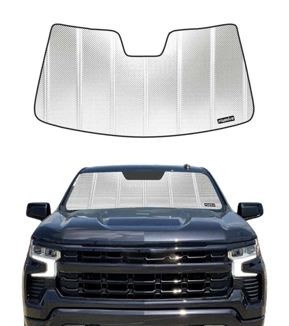 Pigenius BLAZBLOCK front view showing full windshield coverage and reflective protection