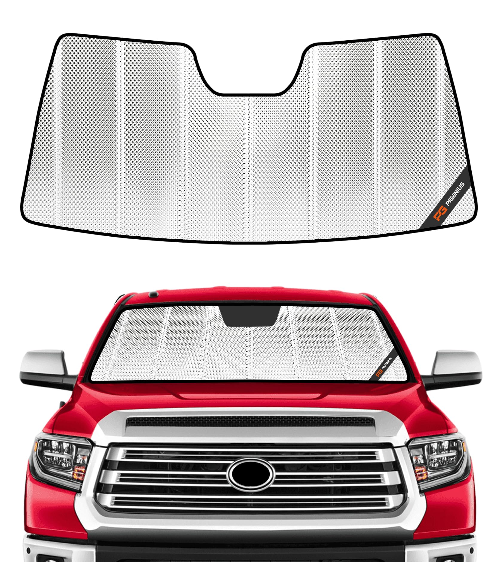 Pigenius BLAZBLOCK front view covering Tundra windshield reduces cabin heat
