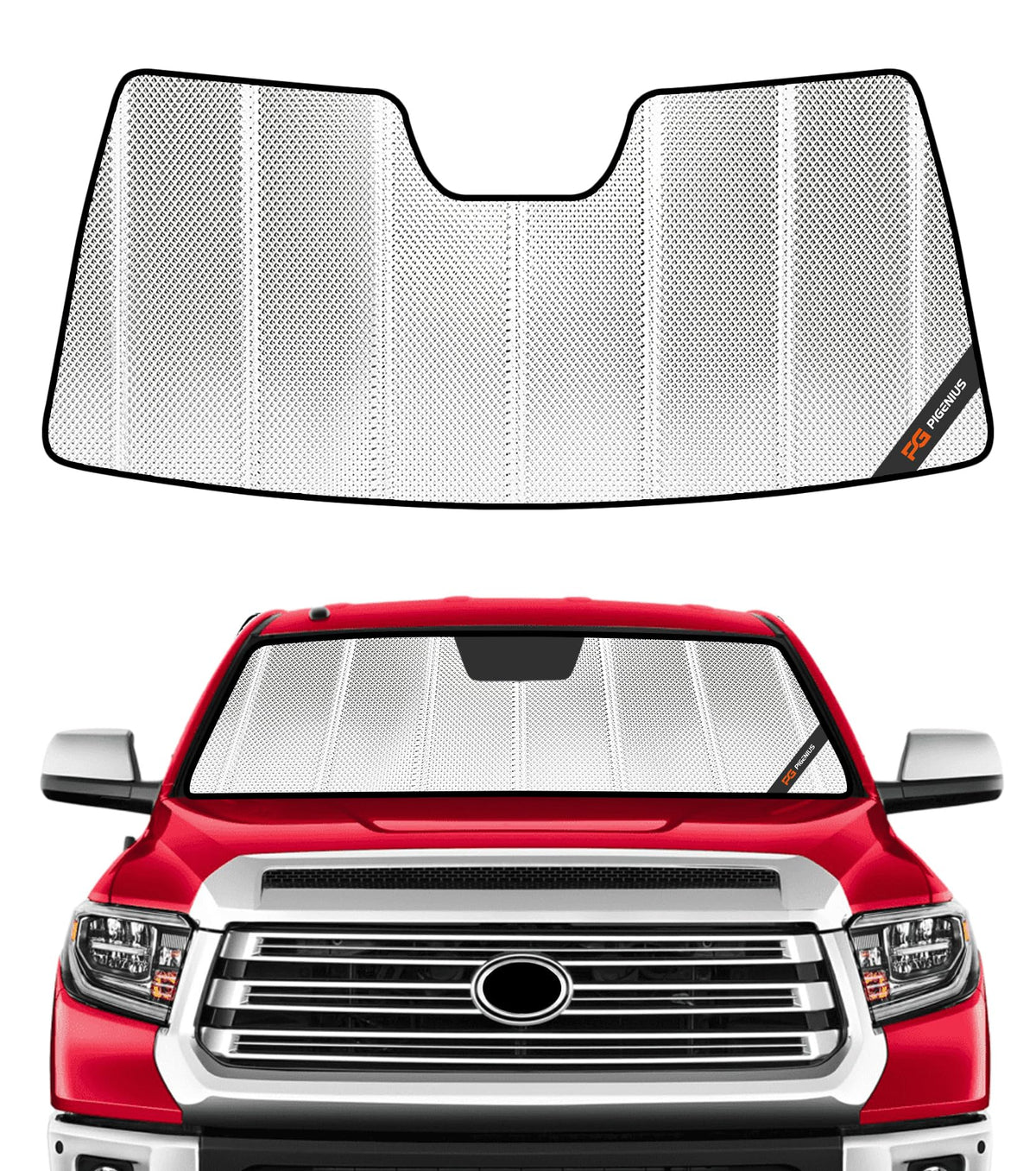 Pigenius BLAZBLOCK front view covering Tundra windshield reduces cabin heat
