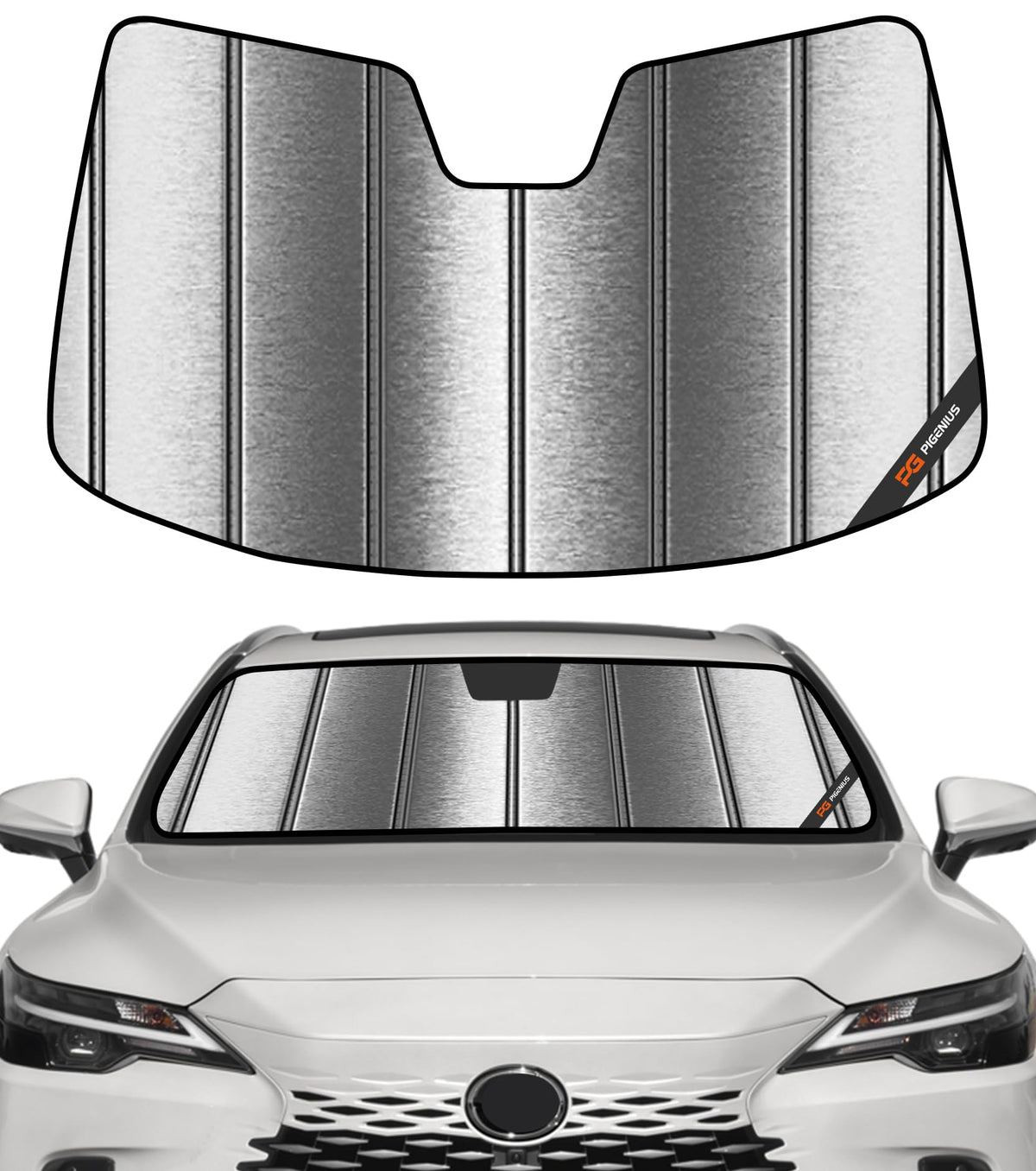 Pigenius front view sunshade installed in Lexus RX reduces cabin heat
