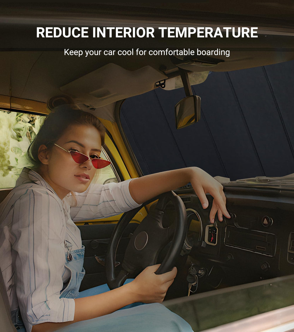 Pigenius folded sunshade with storage bag for compact transport