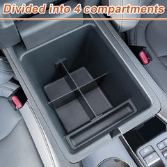 PIMCAR center console compartments closeup holding phone and coins neatly