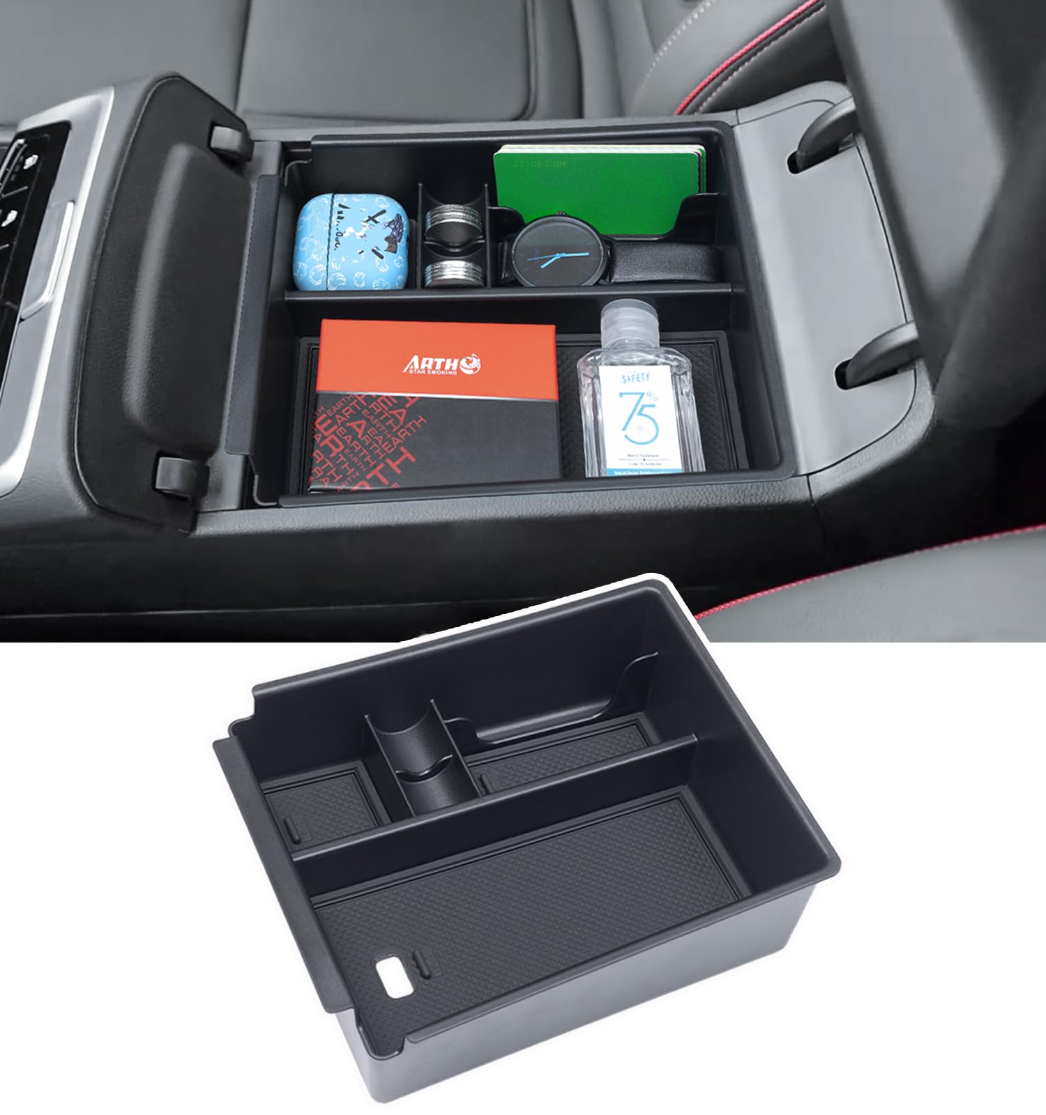 PIMCAR front view of tray showing fit and neat storage benefit