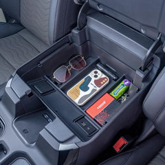PIMCAR front view of center console organizer showing clean fit and quick access
