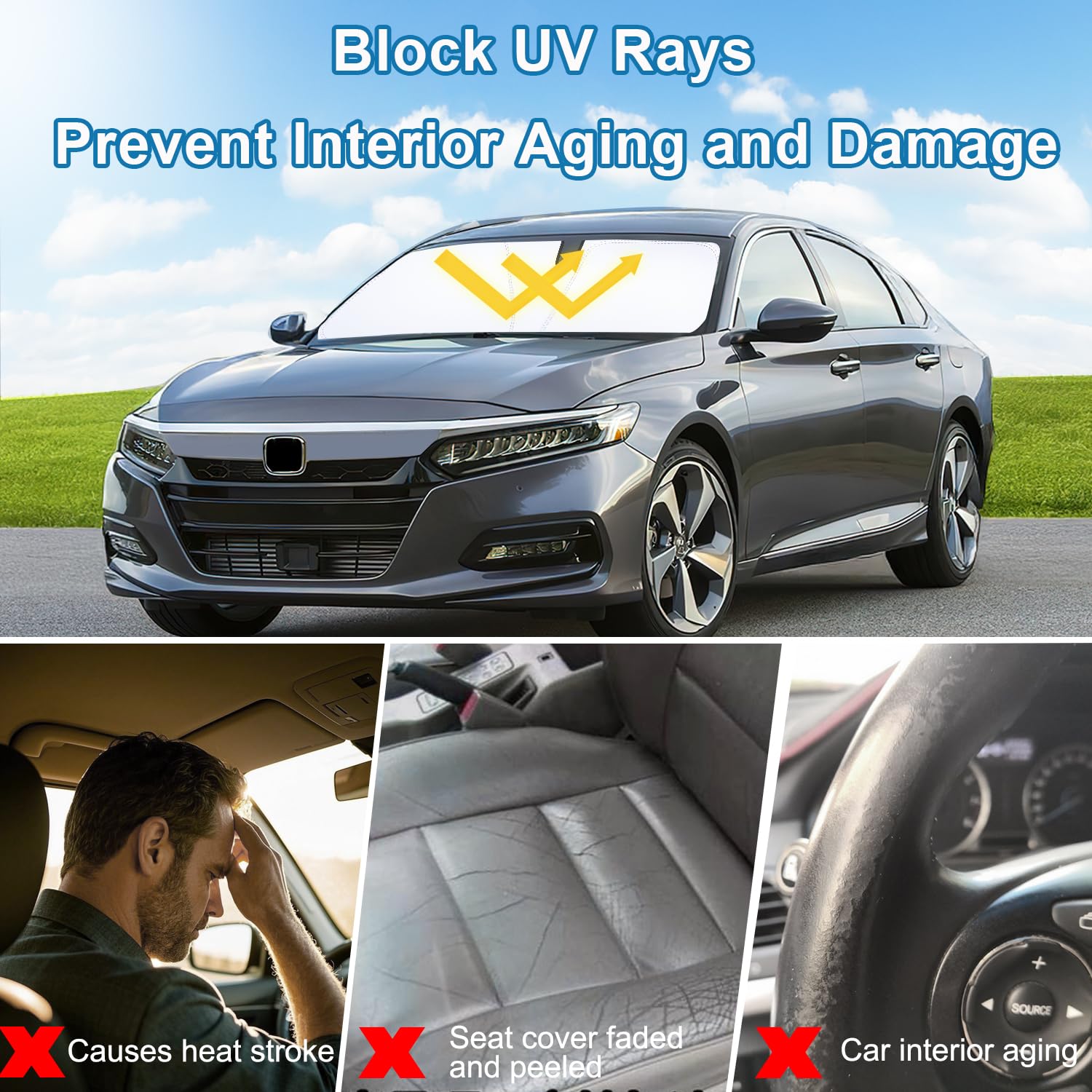 PIMCAR dashboard protection before and after sunshade, reduces fading