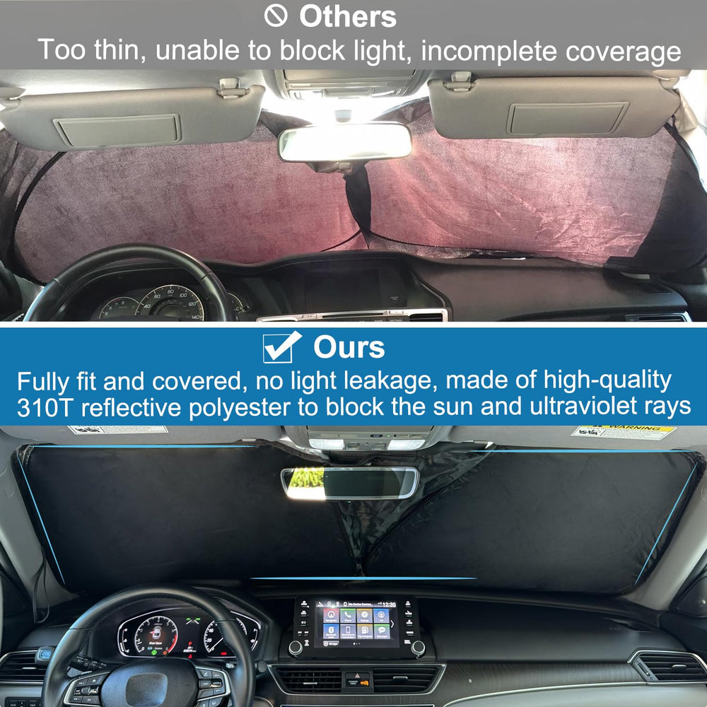 PIMCAR folded sun shade in storage pouch, saves space and stays protected