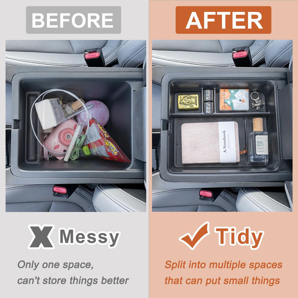 PIMCAR hidden storage box installed under armrest for discreet valuables