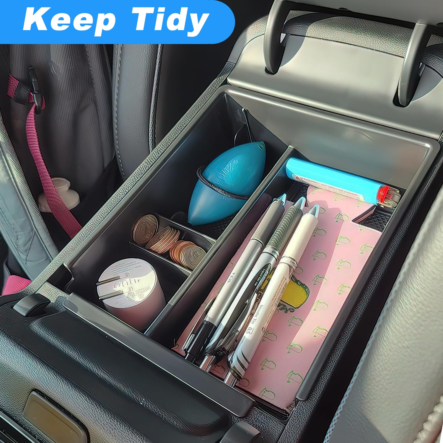 PIMCAR installed tray inside Tucson console for easy access benefit