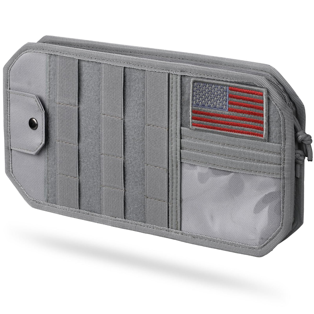 Pitozer front view showing compact visor organizer and zipper pockets, keeps items tidy