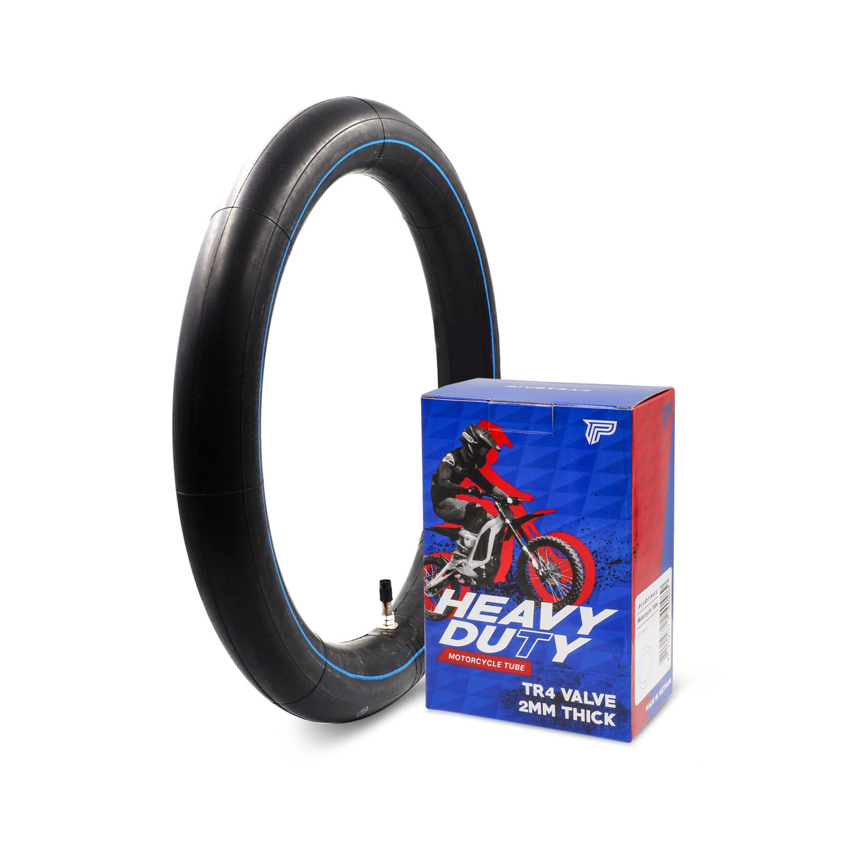 PIVOTRAX front view of 19-inch inner tube packaging highlighting durability