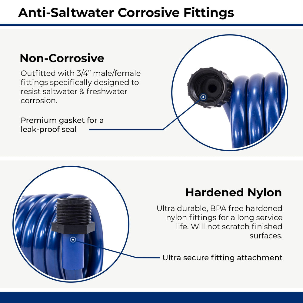 Plastair hardened nylon fittings close-up resisting saltwater corrosion