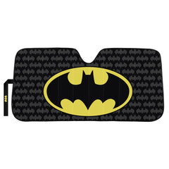 Plasticolor Batman sunshade front view showing full printed design and protecting windshield