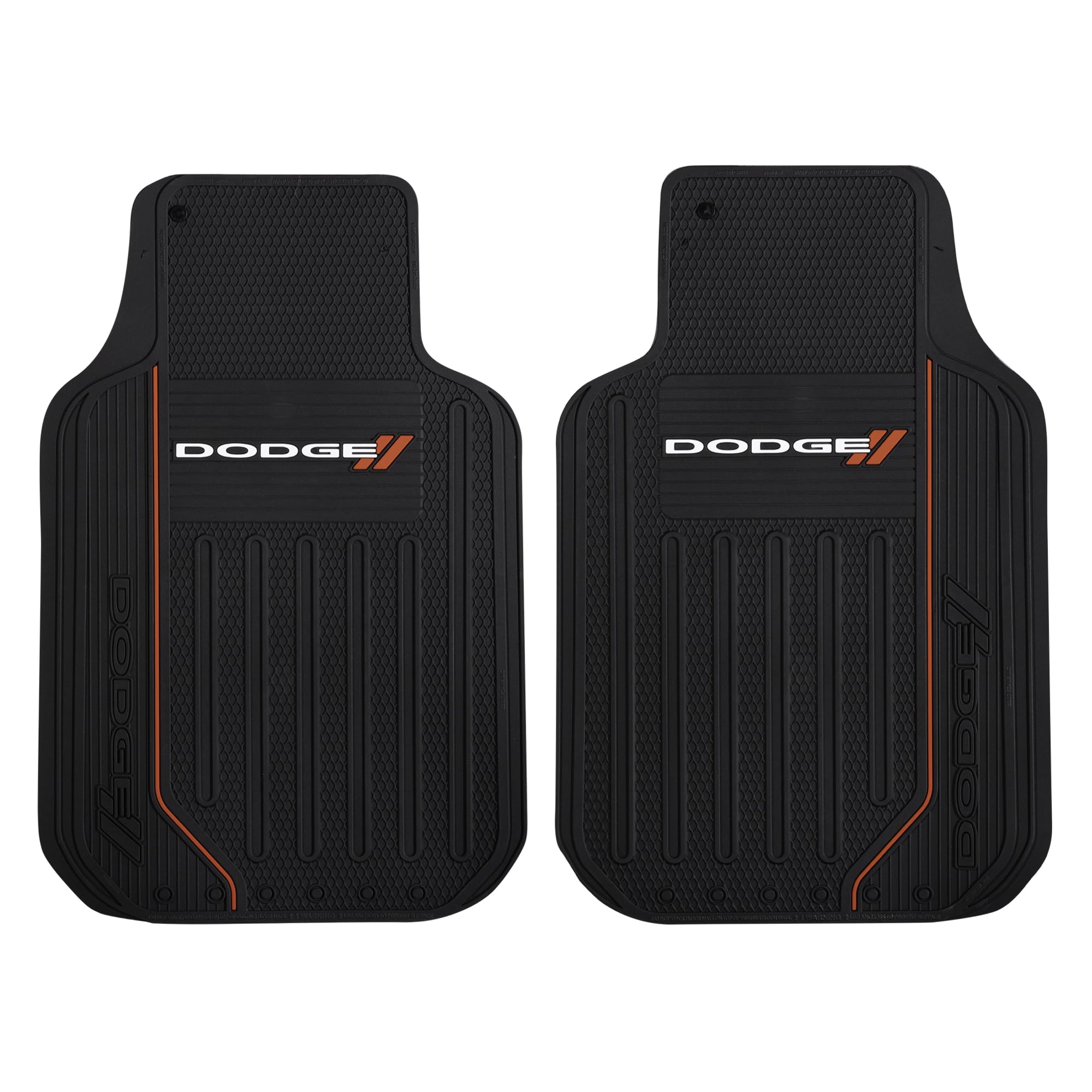Plasticolor Dodge front mat packaging showing set and branding benefit durable protection