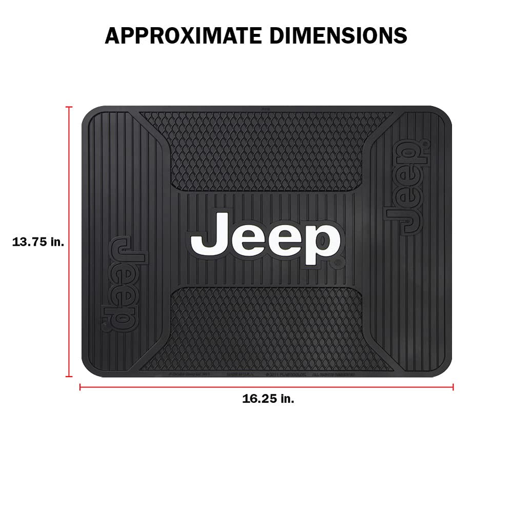 Plasticolor mat beside ruler showing dimensions for correct fit
