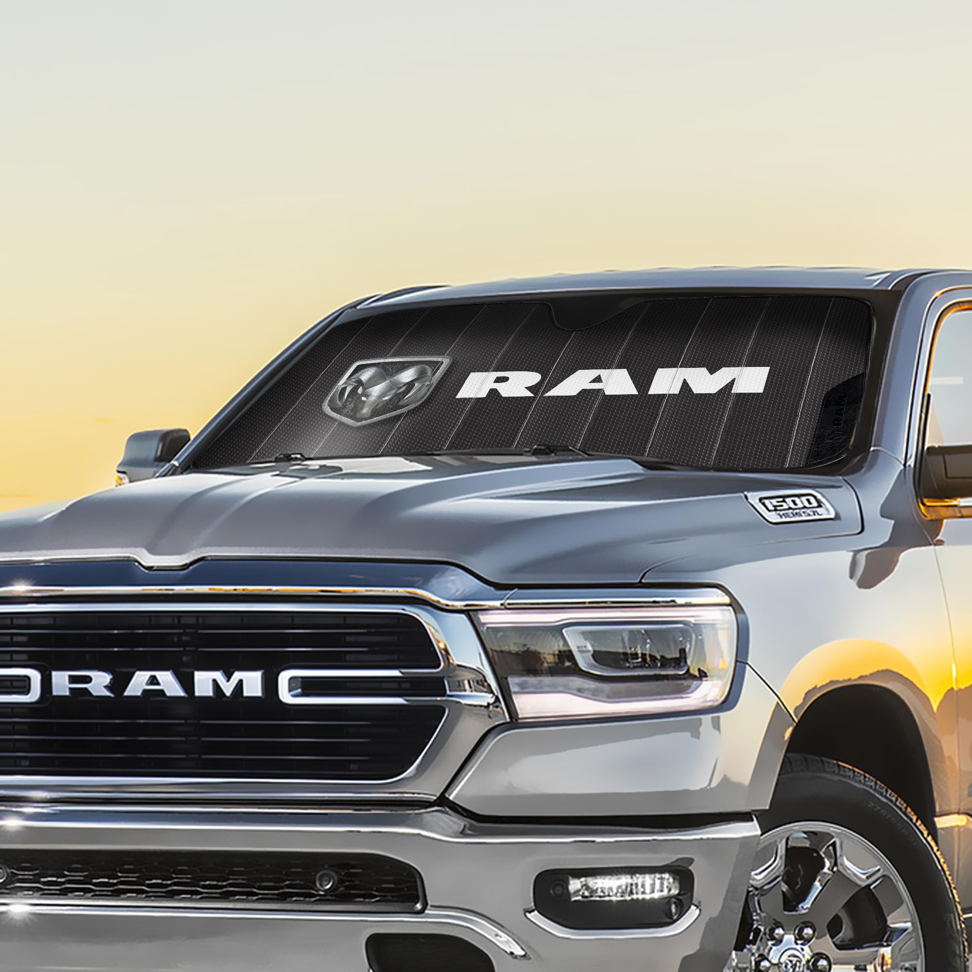 Plasticolor RAM installed inside windshield reducing cabin sunlight exposure
