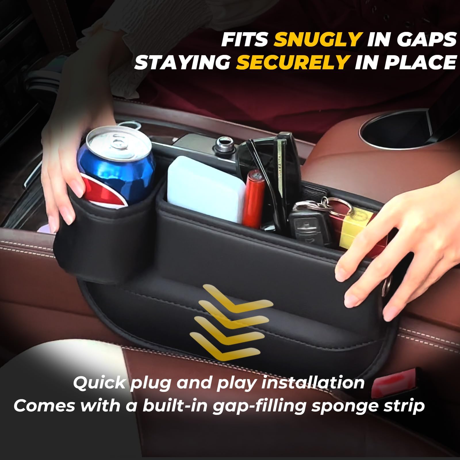 PLEW installed on passenger side organizing small items for easy reach