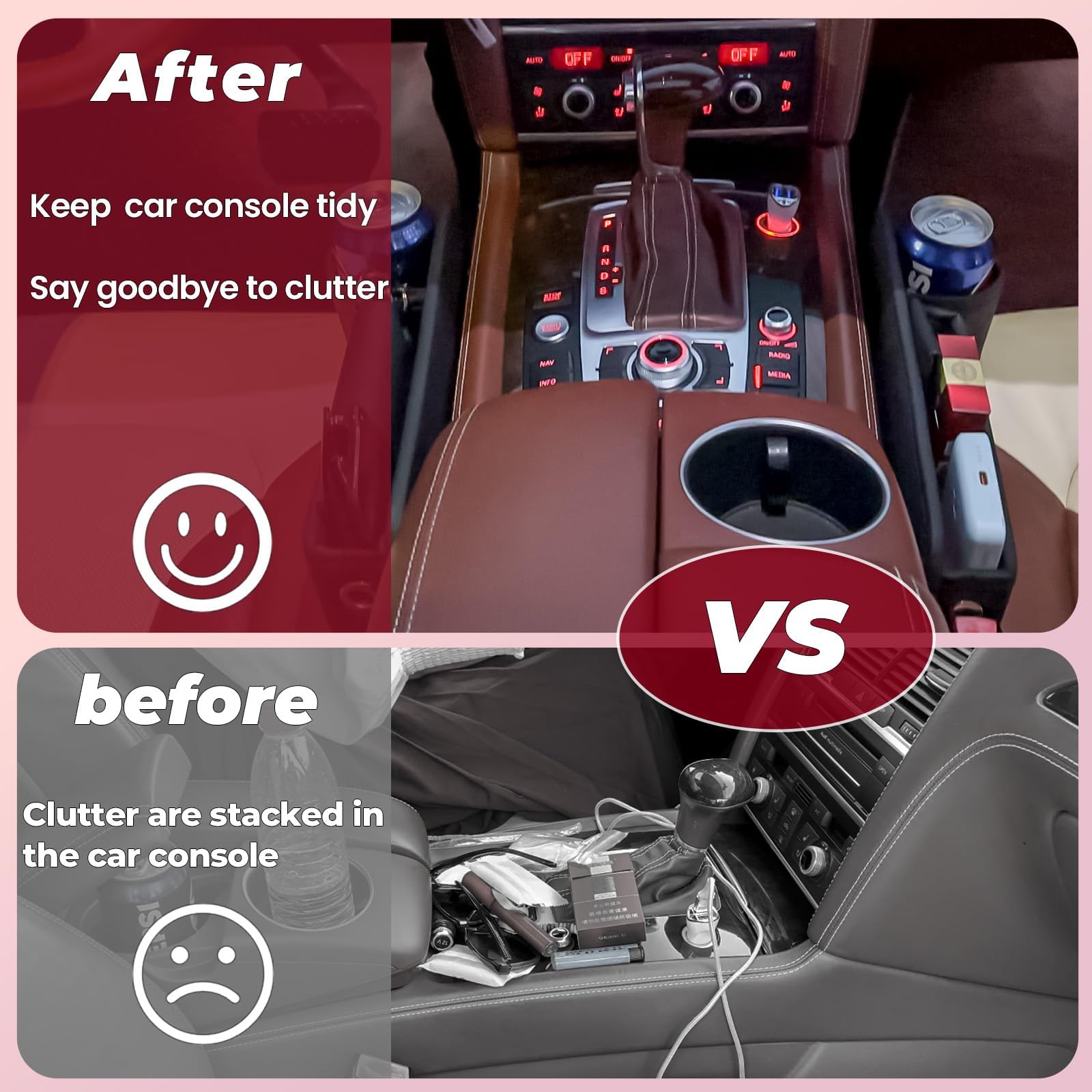 PLEW in a car during a road trip adding refined organization and convenience